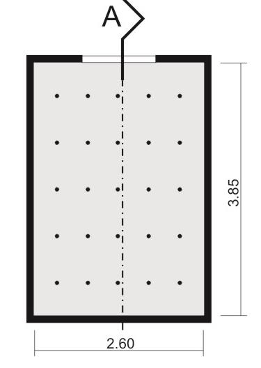 como 75 cm do piso do ambiente interno). Para que durante a verificação do nível de iluminação natural o erro seja inferior a 10%, é preciso determinar um número mínimo de pontos.