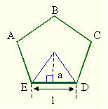 h/2 ÁREA DE UM POLÍGONO REGULAR Considerando o polígono regular da figura abaixo, que é um pentágono.