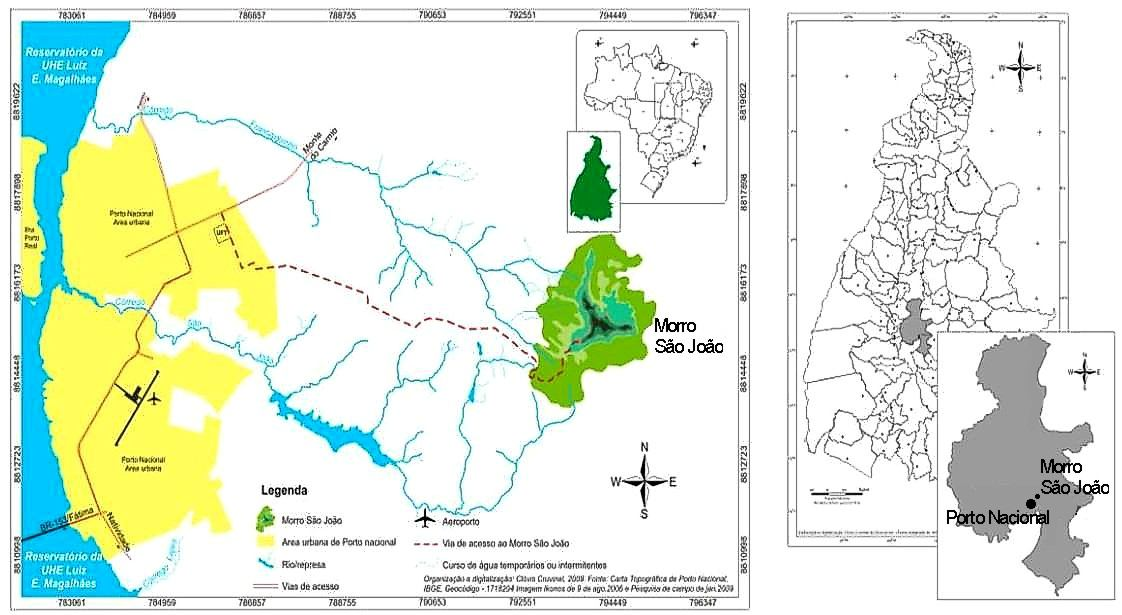 Lavor, P. et al. 86 Figura 1 - Mapa de localização do morro testemunho São João, na cidade de Porto Nacional, estado do Tocantins, Brasil (Fonte: Lima et al., 2009).