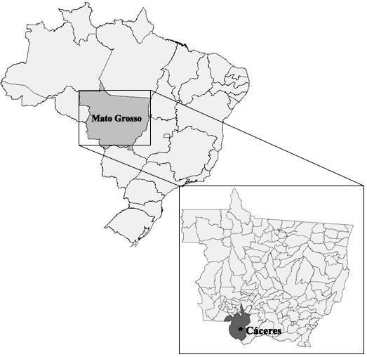 45 Figura 06 Localização geográfica do município de Cáceres MT onde se encontra implantado o Posto de Coleta para Triagem Neonatal realizado no Ambulatório da Criança. Retirado do site: www.ibge.gov.