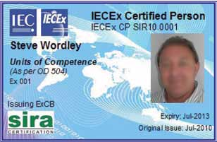 Figura 3 Carteira de certificação de competências pessoais emitida pelo IECEx para os profissionais que obtiveram o certificado de conformidade nas unidades de competências pretendidas.