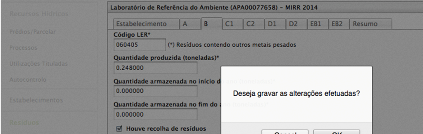 Utilizar o botão Gravar para guardar os dados inseridos ou alteração efetuada a