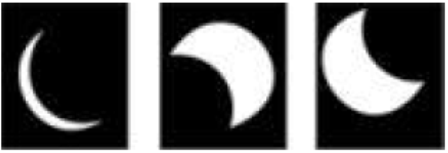 6 6. A gura abaixo mostra um eclipse solar no instante em que é fotografado em cinco diferentes pontos do planeta. 8.