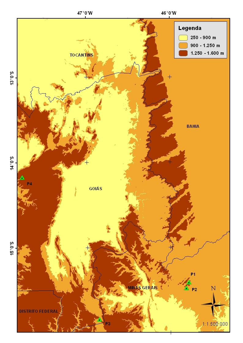 Após mapeamento nota-se que a maioria deles está ao sul da área estudada, na unidade Planalto Divisor São Francisco-Tocantins, que se configura enquanto estrutura sedimentar concordante, com a