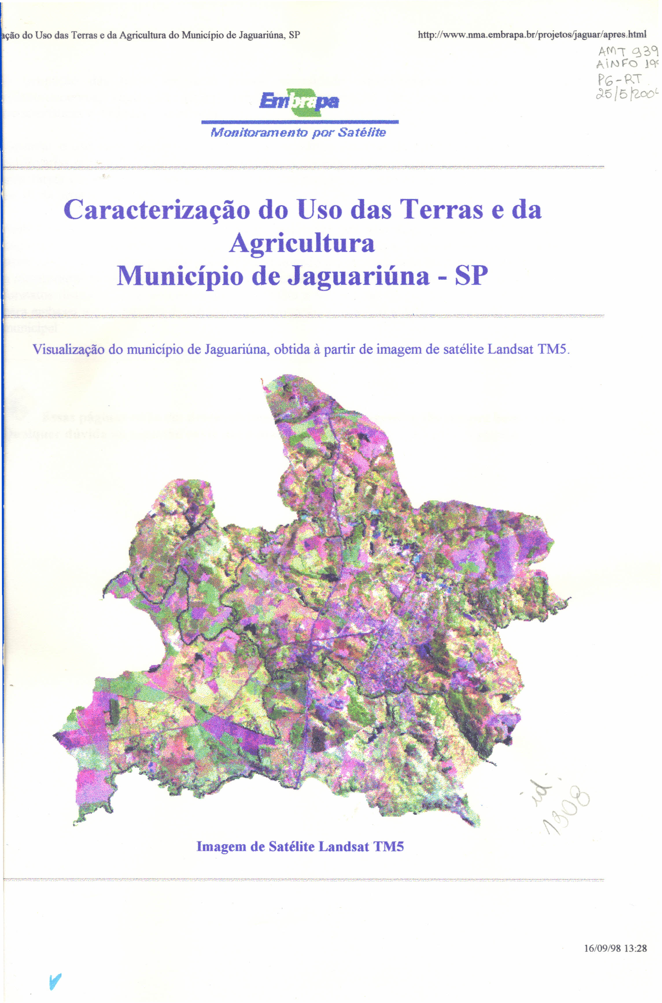 ção do Uso das Terras e da Agricultura do Município de Jaguariúna, SP http://www.nma.embrapa.br/projetos/jaguar/apres.html AM"\ 0?