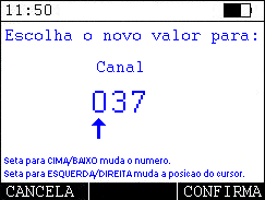 Para facilitar a marcação dos canais, existe um botão para seleção de canais que pode ser acessado pressionando a tecla. Nela existe um campo para digitar o canal escolhido.