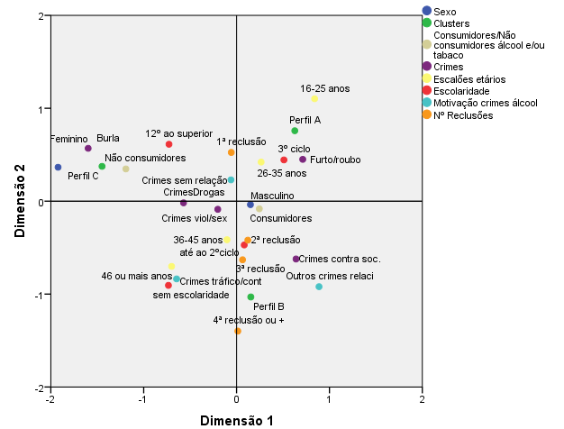 indivíduos mais novos (entre 16 e 35 anos), com escolaridade mais elevada (3º ciclo, 12 º ao superior), com uma primeira reclusão e detidos por crimes sem relação com o álcool.