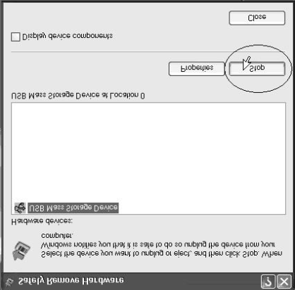 Para desligar o MP3 do computador (1) Prima duas vezes no ícone de remover hardware com segurança