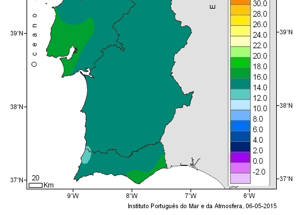 1. Descrição Meteorológica 1.1 Temperatura Os valores médios da temperatura média do ar na 1ª década foram bastante superiores ao valor normal em todo o território.