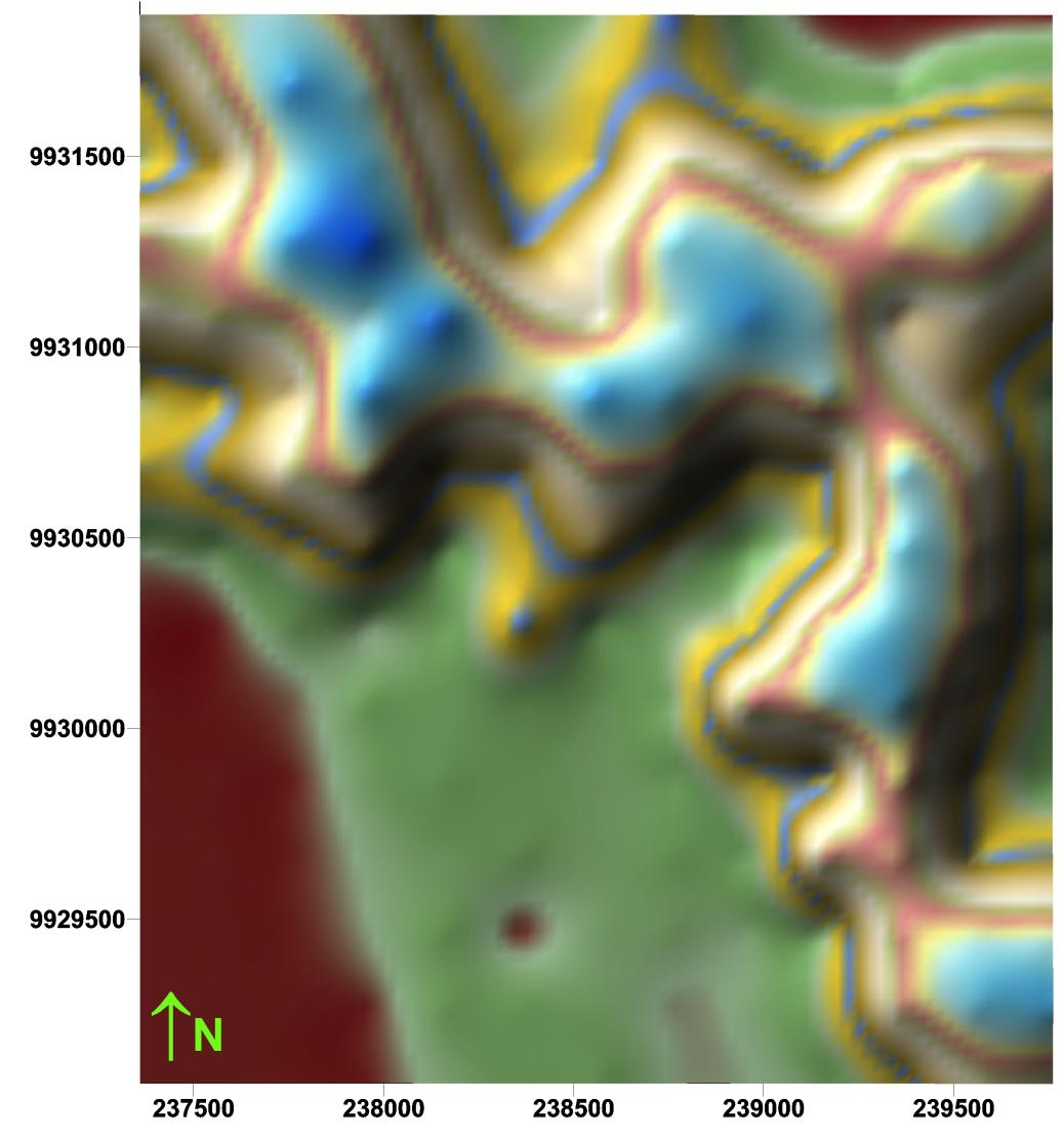 Metros Figura 4: Cotas do terreno representadas por cores (vista superior 3D) 17 Fonte: Do autor