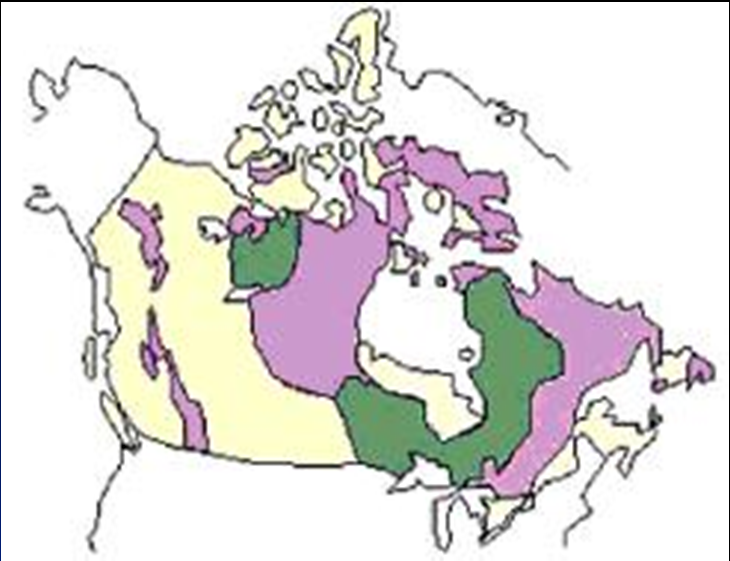 Austrália Canadá Área (106 km2):9,9 Produtividade Escudo Pré-Cambriano