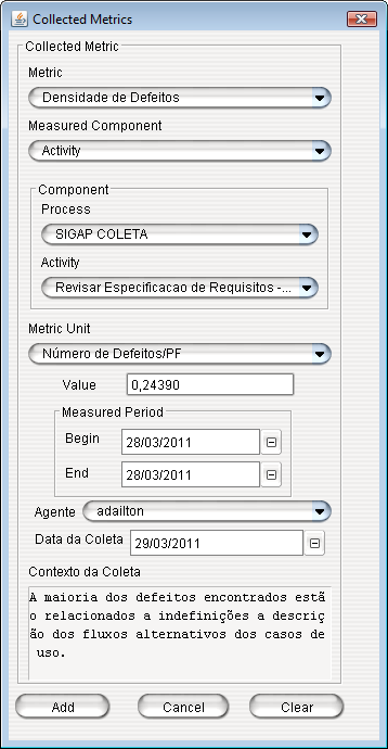 que foram registrada no WebAPSEE através do formulário da Figura 52.