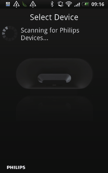 O dispositivo começa a pesquisar dispositivos Philips que possam ser emparelhados automaticamente.