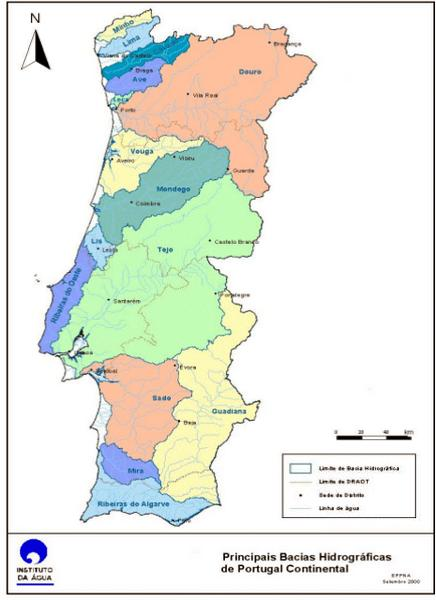 Capítulo 2 Energia Hídrica Figura 7 - Principais Bacias Hidrográficas de Portugal Continental[17] 2.4.