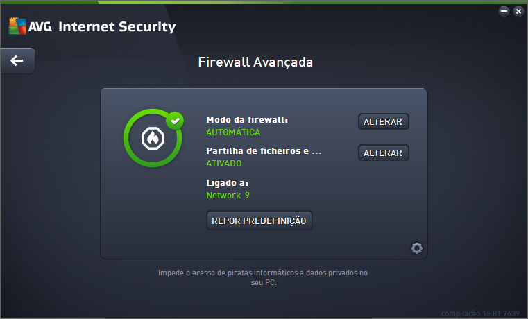 A Firewall do AVG não se destina a proteção de plataformas de servidores! Recomendação: de um modo geral, não é recomendável utilizar mais de uma firewall num mesmo computador.