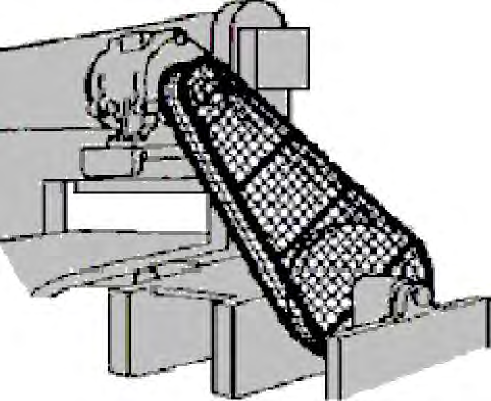 Imagem ilustrativa de transmissão de força enclausurada por proteção fixa, para evitar o contato acidental dos trabalhadores na correia do motor.