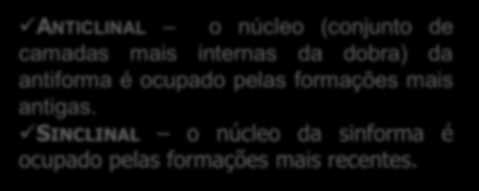 ANTICLINAL o núcleo (conjunto de camadas mais internas