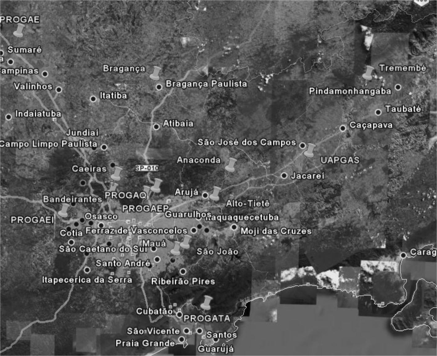 VOL. 17 N o 2 2 o SEM. 2011 139 Figura 10 Localização dos projetos de MDL no Estado de São Paulo. (Fonte: GOOGLE EARTH (2009)).