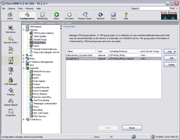 inspect netbios inspect tftp service-policy global_policy global --- Habilita o WebVPN e seleciona o cliente SVC webvpn enable outside svc image disk0:/sslclient-win-164.