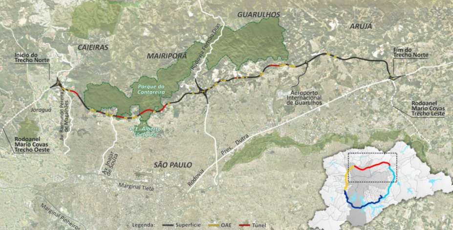 Rodoanel Mario Covas - Trecho Norte Extensão total: 44 km (6,5 km em