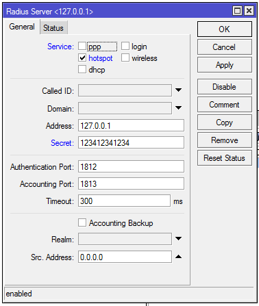 Radius Server cadastre o servidor que responderá as requisições Radius,