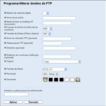 Registar Destinos de Digitalização Item Definição Descrição Resolução Opcional Seleccione a resolução de digitalização.