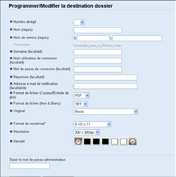 1. Utilisation de la fonction Scanner Élément Paramètre Description Répertoire Adresse e-mail de notification Original (Modèle de type 2 uniquement) En option En option Obligatoire Nom du répertoire