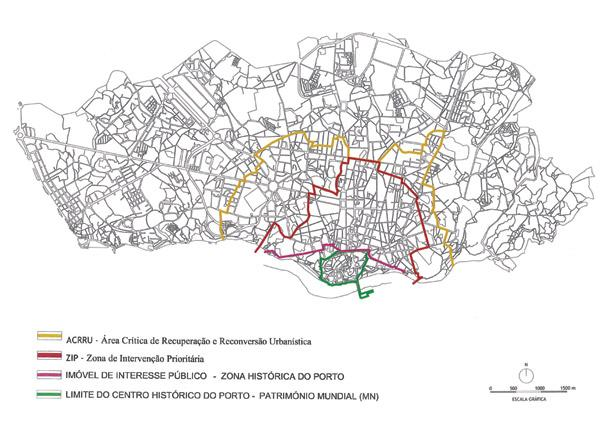 A Zona de Intervenção Prioritária, identificada na Figura 5, compreende uma área com cerca de 500 hectares, cujos limites extremos são, grosso modo, a sul, o rio Douro, a norte, a Praça do