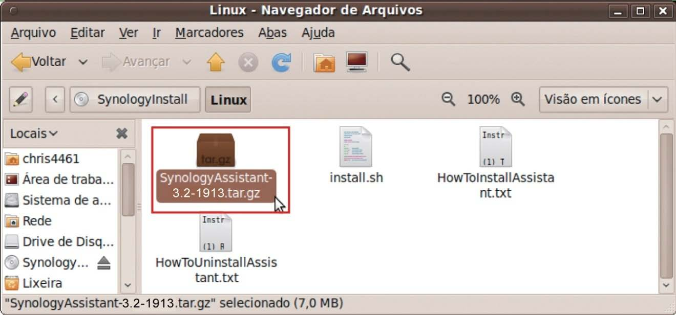 Insira o disco de instalação no computador e clique duas vezes no ícone do SynologyInstallna área de trabalho.