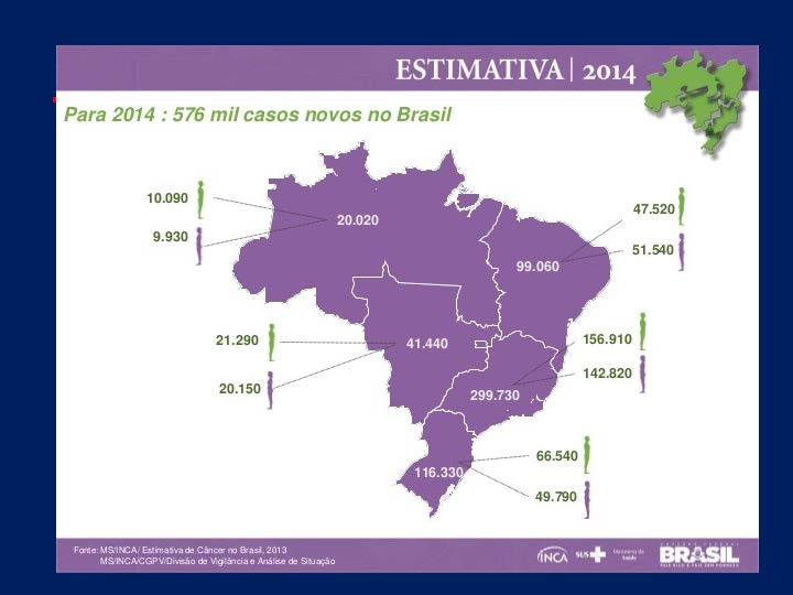 24 Figura 4 - Estimativa de câncer no Brasil por Região Fonte: Brasil (2014).