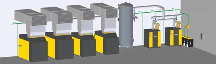 Equipamentos Conjunto completo Compressores de parafusos rotativos de 2-estágios de compressão.