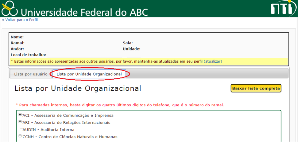 Figura 27 Para baixar a lista de ramais para seu computador (Figura 28).