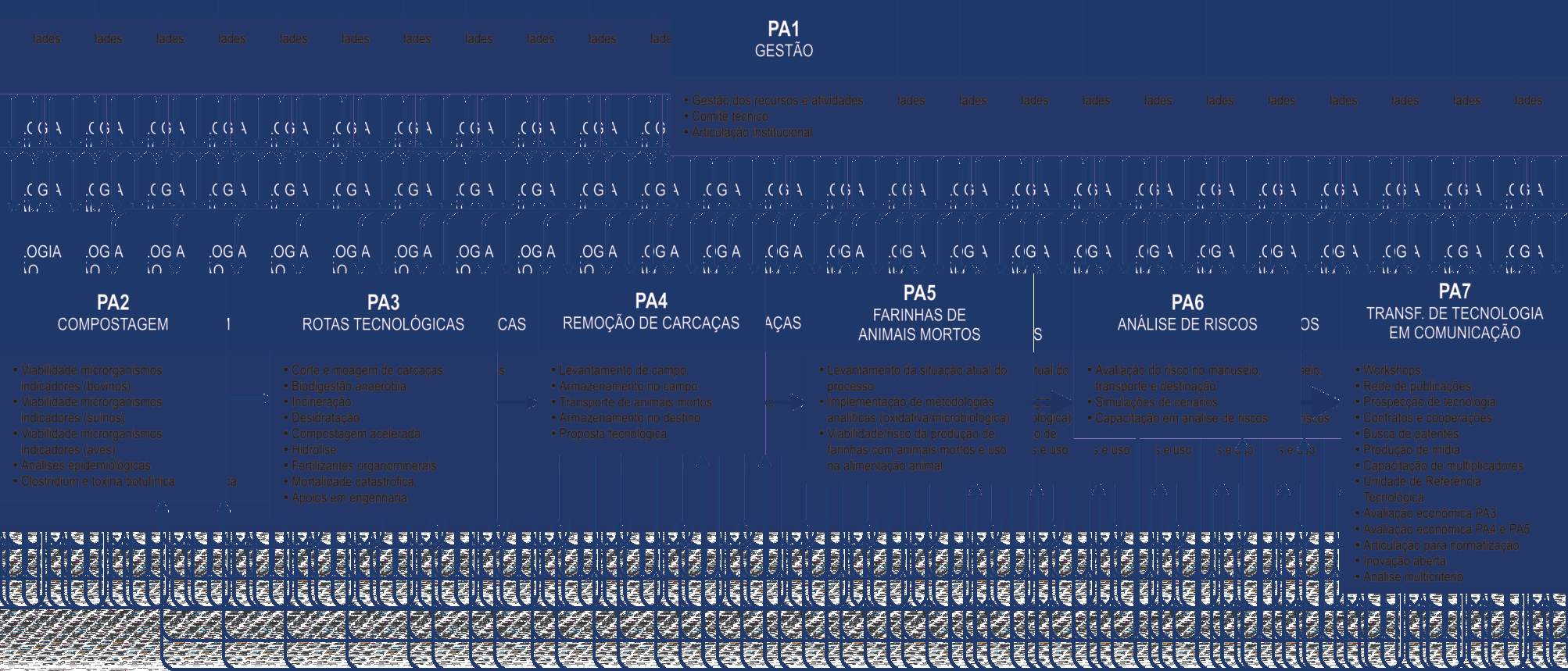 Estratégia de ação O projeto será constituído por 7 planos de ação (PAs), estruturados de forma sequencial, para que as