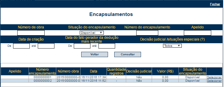 Apuração da Dedução Selecionar Notas