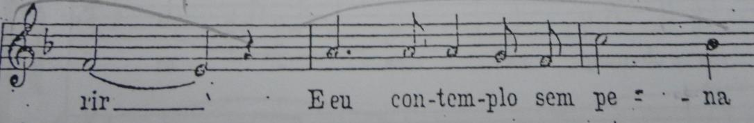 Na partitura a notação musical oferece o ritmo da canção (prosódia), representado por figuras musicais (semibreves, mínimas, semínimas, colcheias, semicolcheias, fusas e semifusas) e suas respectivas