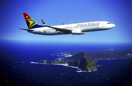 Infraestrutura de turismo Avião da South African Airways.