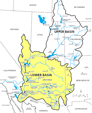 452 ARAÚJO et al.: Correlações entre índices... Figura: Mapa da Bacia Hidrográfica do Rio Colorado, sendo a parte destacada a região de estudo (Fonte: Morrison et al., 1996).