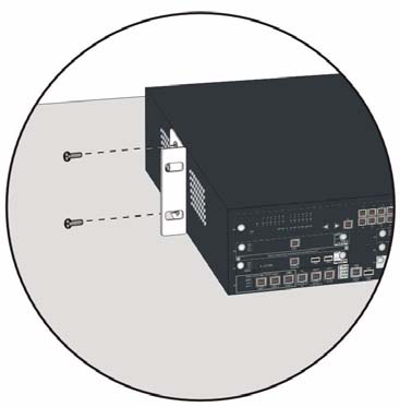 Montagem do dispositivo Figura 1: Colocação dos suportes de montagem na frente Figura 2: Colocação