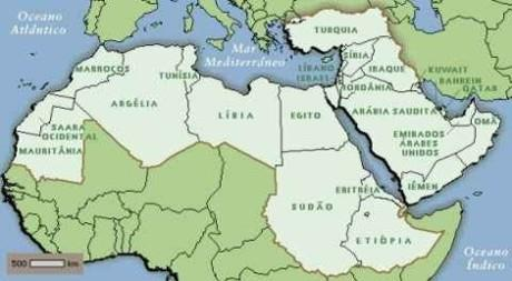 Semelhanças entre a África do Norte e os países do Oriente Médio Localizados em latitudes próximas, os dois locais apresentam tipos climáticos e vegetação semelhantes.