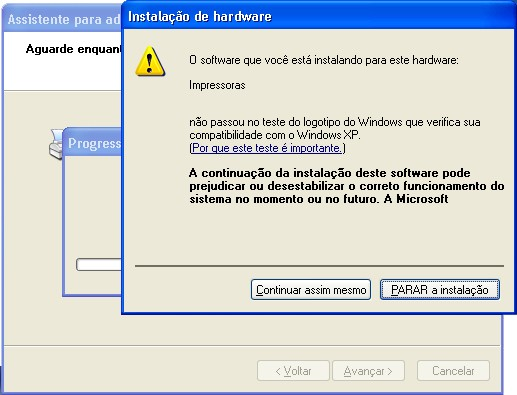 4- Caso seja exibida a mensagem O software que você está instalando para