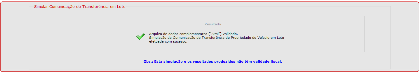 SISTEMA CARTÓRIOS Transmissão em Lote de Comunicações de Venda de Veículos Pág.