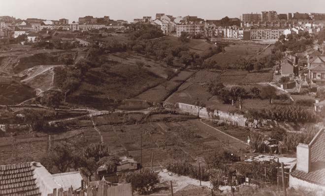 Panorâmica tirada da Parada do Alto de São João sobre a Graça e a rua da Penha de França. 1941.