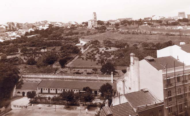 Panorâmica tirada da Mãe de Água sobre a quinta do Biaggi. 1939.