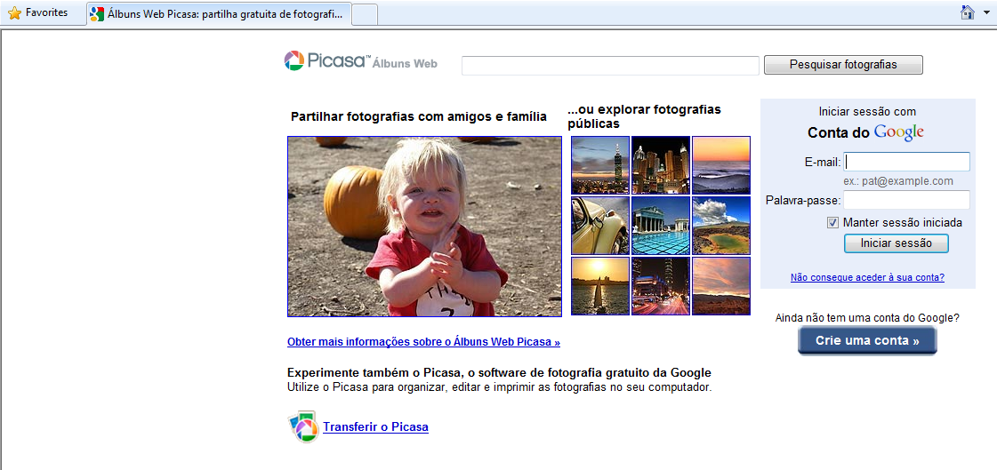6. GALERIAS WEB PICASA As galerias WEB PICASA permitem partilhar fotografias e vídeos de uma forma muito simples. 6.