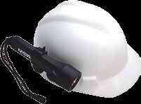 Proteção à Cabeça Acessórios MSA Lanterna Encaixe direto nas aberturas laterais (slots) dos capacetes V-Gard e MAX T-Gad ; Funcionamento com quatro pilhas tamanho AA (inclusas