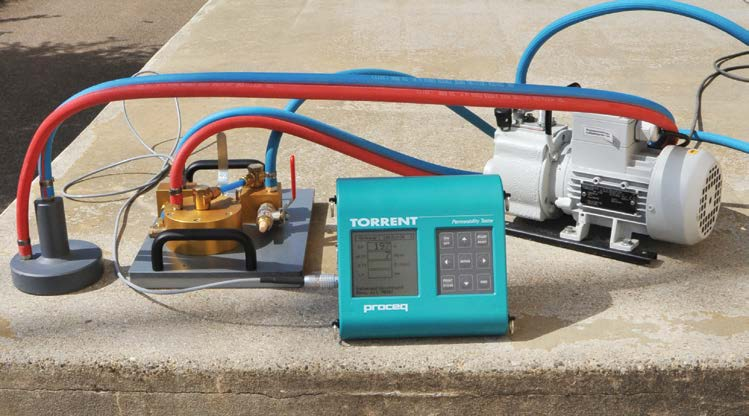 Torrent / Hygropin Permeabilidade e umidade O Torrent disponibiliza uma medição rápida, confiável e não destrutiva da permeabilidade ao ar em estruturas de concreto.