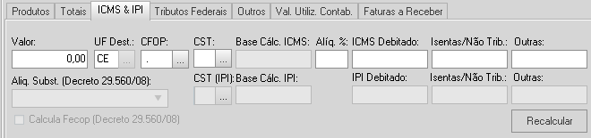 Totais: Figura 286 Quando o documento é escriturado com itens, a aba Totais é preenchida automaticamente.