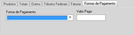 Formas de Pagamento: Selecionar a forma de pagamento e o valor. 4.3.