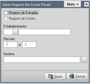 Figura 605 1. Estabelecimento: Informar o estabelecimento; 2. Origem: Informar a data inicial do Inventário; 3. Destino: Informar a data final do Inventário; 4.