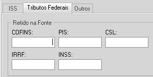 Tributos Federais Retido na Fonte: Figura 94 Informar os valores das retenções dos impostos federais; Outros: Figura 95 Informe a fatura referente ao documento e a observação caso haja. 4.2.